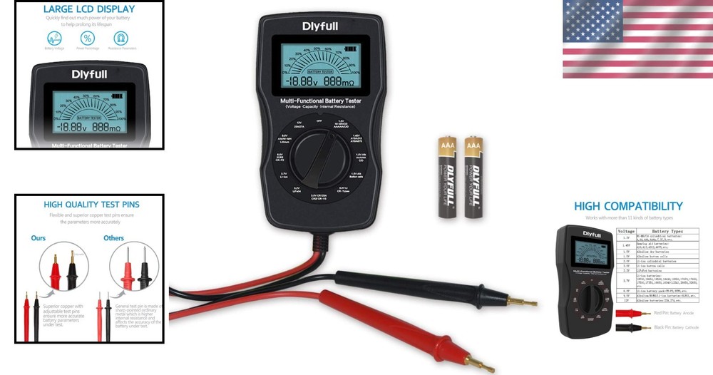 Portable Universal Battery Voltage Resistance Checker - LCD Screen & Easy Use