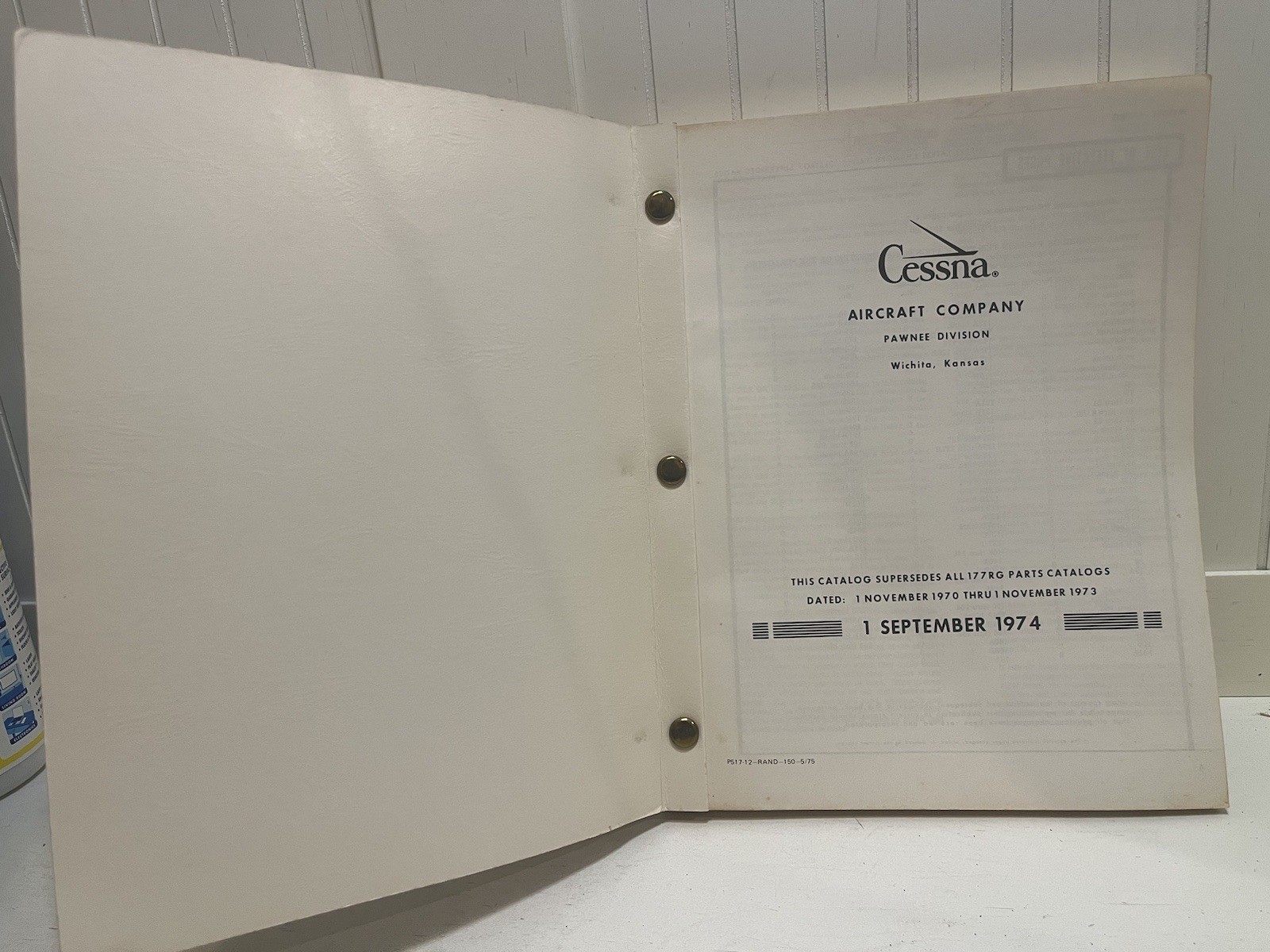 1971-1975 CESSNA Cardinal RG Parts Catalog Manual Original Book