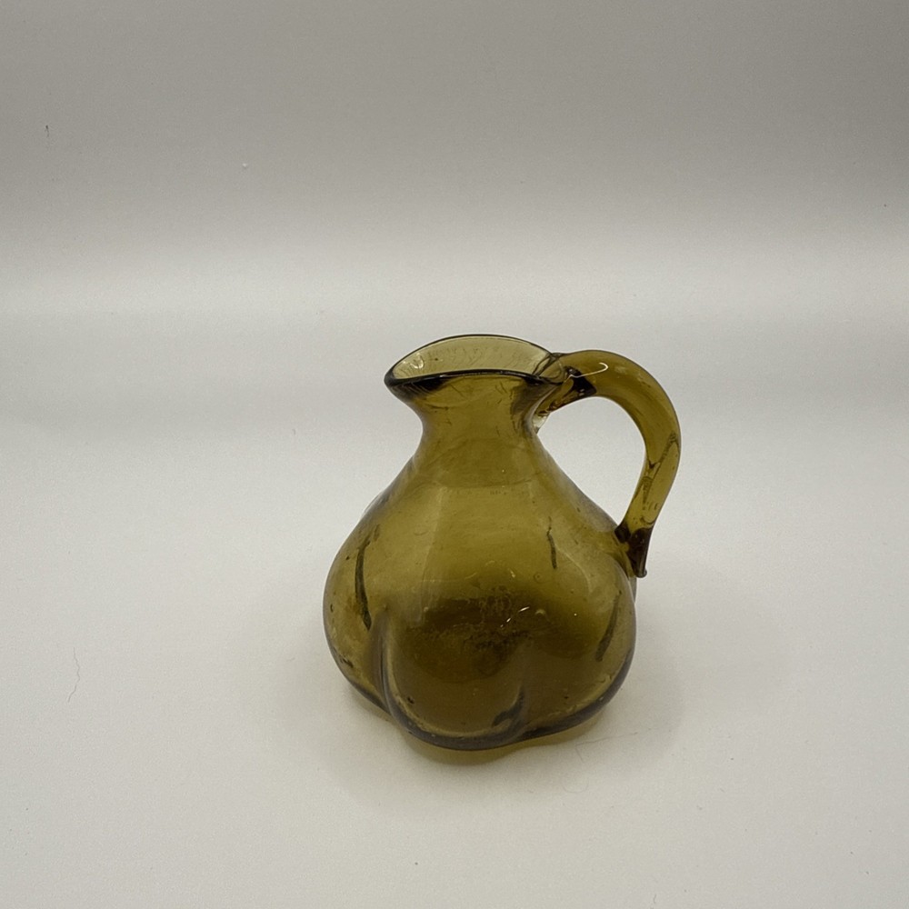 Small Amber Hand Blown Pitcher
