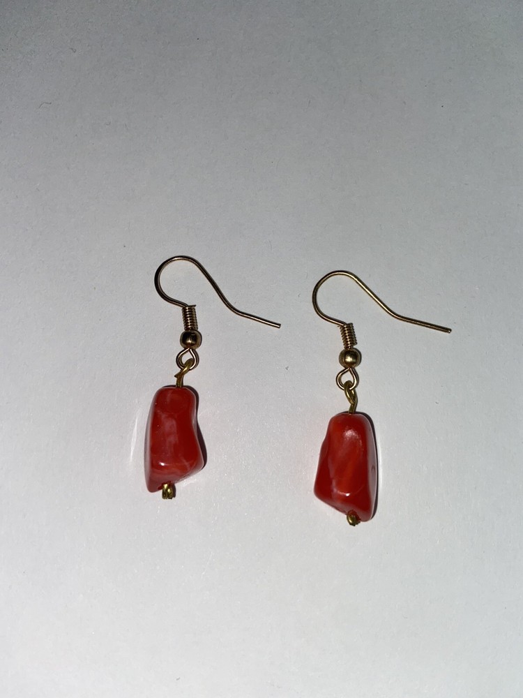 Homemade Red Ruby Beads Dangling Earrings