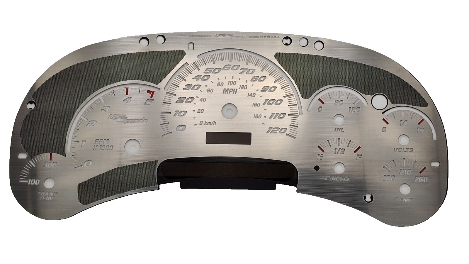 US Speedo Stainless Steel Gauge Face Kit White Text Matching Pointers GM 2003-06