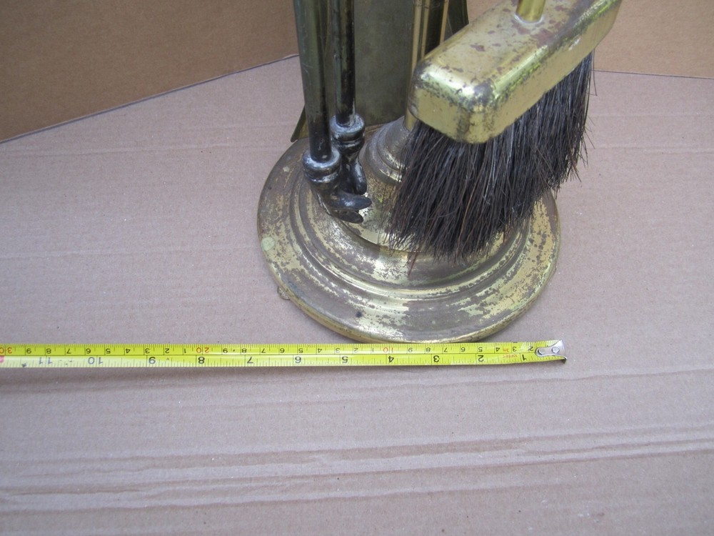 Vintage 5 Piece Solid Brass Fireplace Tool Set 30"