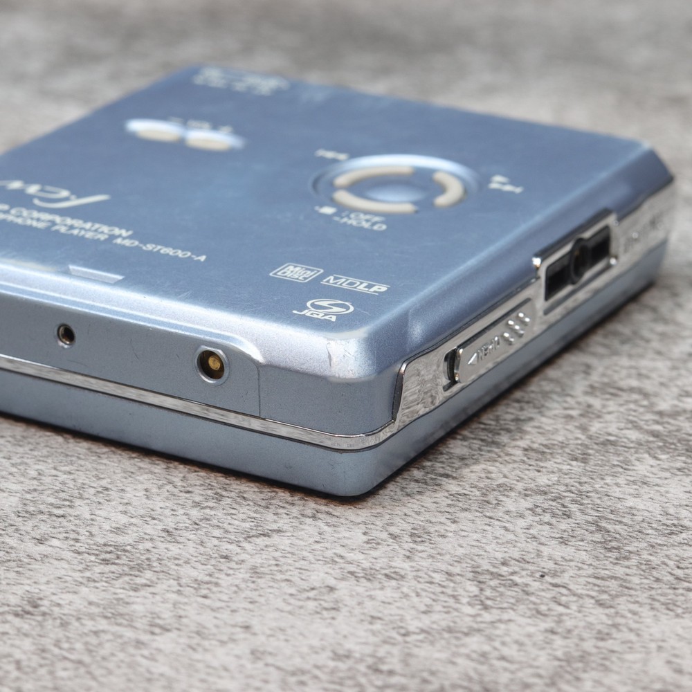 SHARP MD-ST600 Blue Portable MD Player MDLP Tested Working w/ Remote & Stand