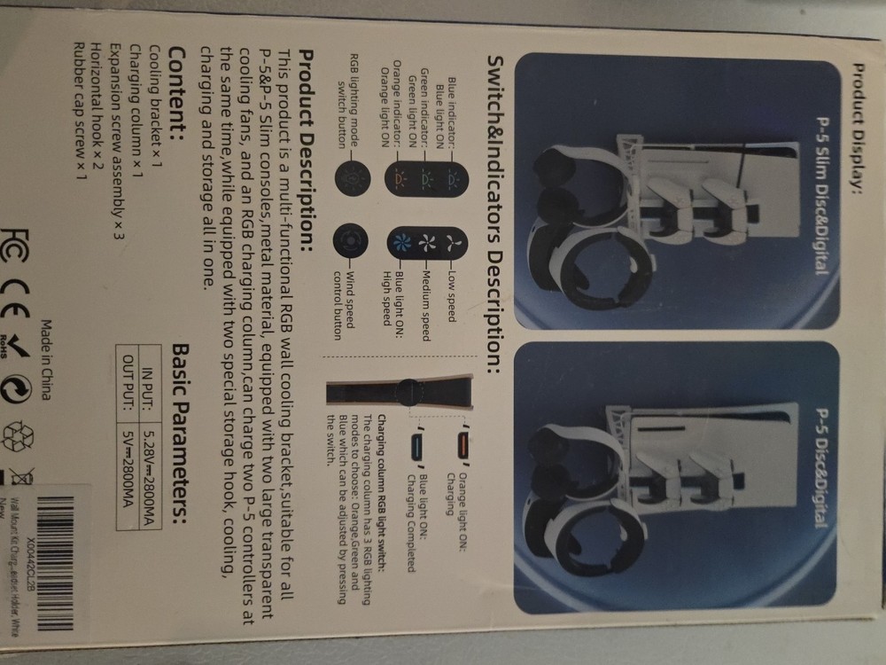 Multi-functional Wall-mounted Cooling Brackets For PS5 disc & digital / PS5 slim