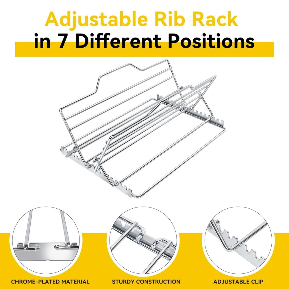 Multi-Purpose Adjustable Roasting Rack Turkey Roaster Set - Complete with V-S...