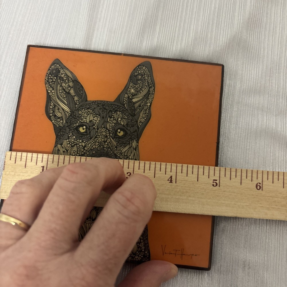 German Shepherd Plaque with Stand Ganz by Valentina Harper 5” Square See Note