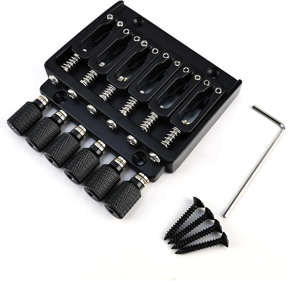 Black 6 String Headless Guitar Bridge Tremolo System