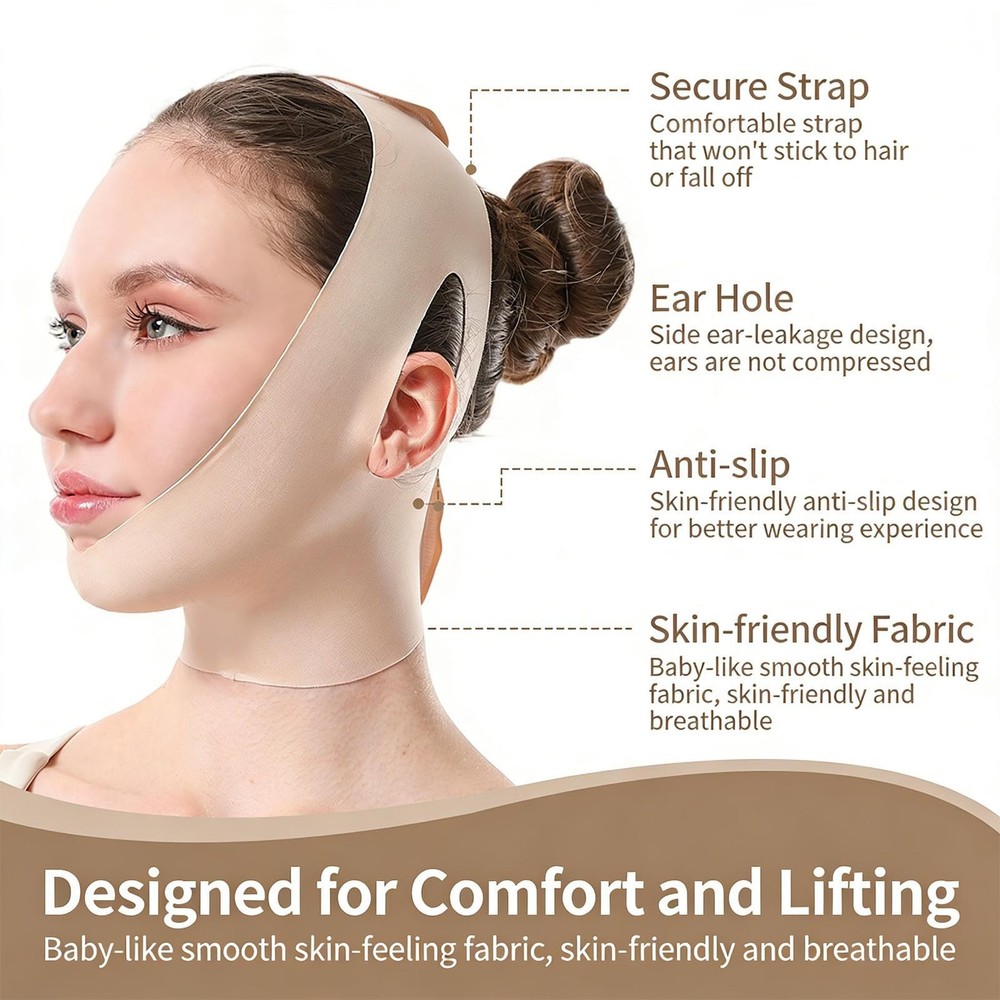 Chin Strap for Sleeping Reusable Tightening Wrap Face Slimming Strap