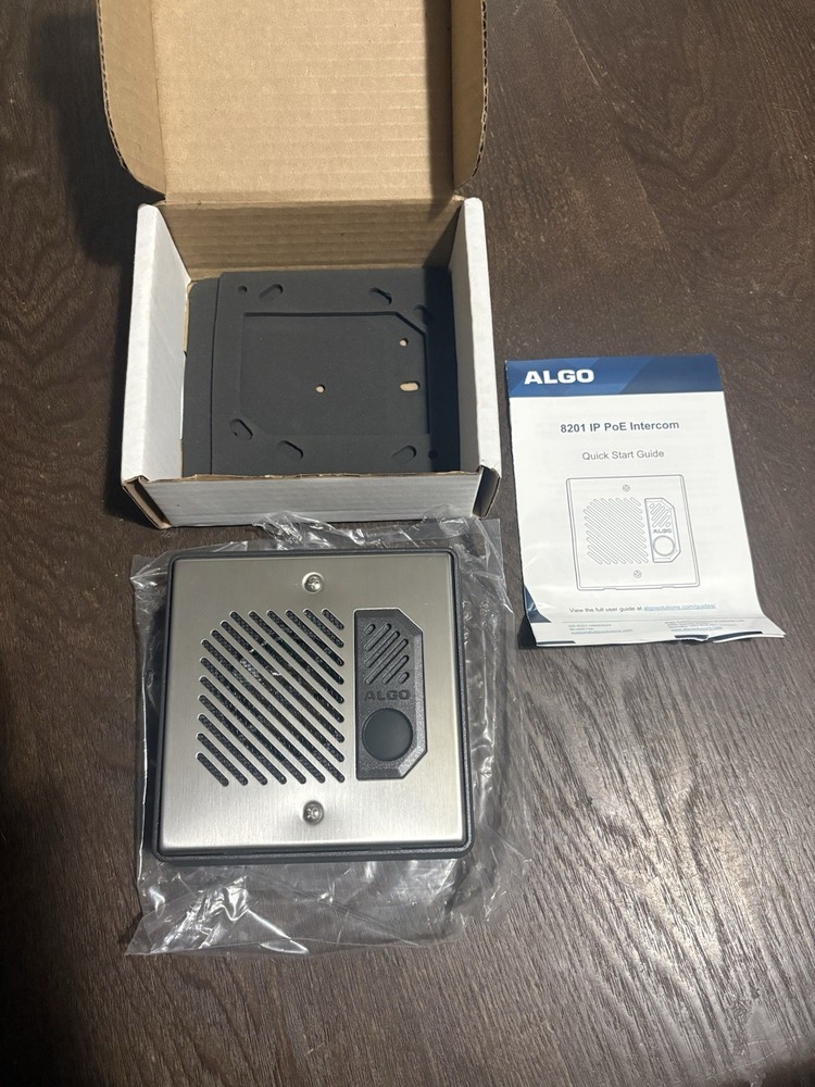 ALGO 8201 IP PoE Intercom System with Mounting Plate and Quick Start Guide
