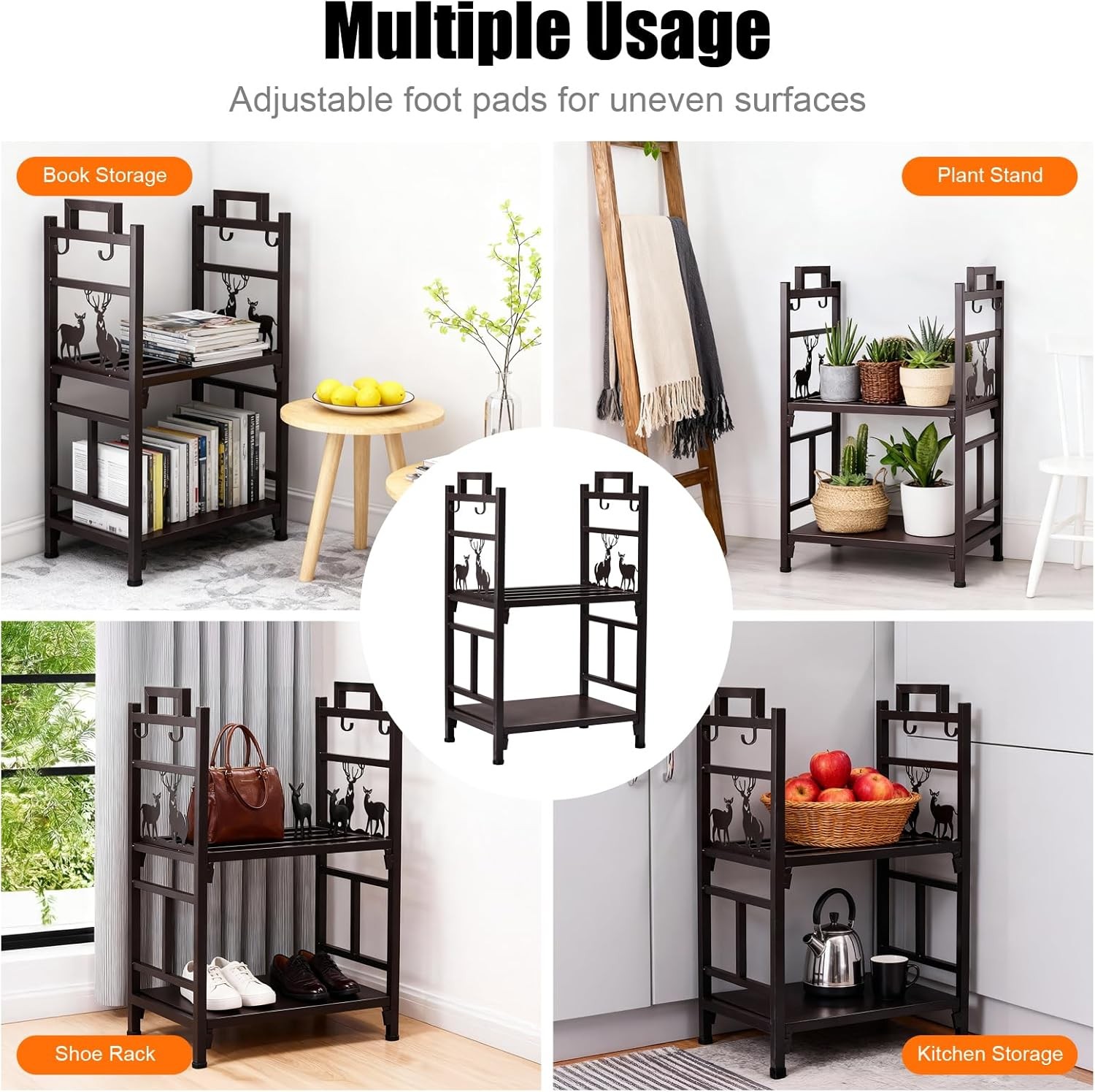 2-Tier Firewood Log Rack,Iron Lumber Storage Holder, Wood Pile Stacker Organizer