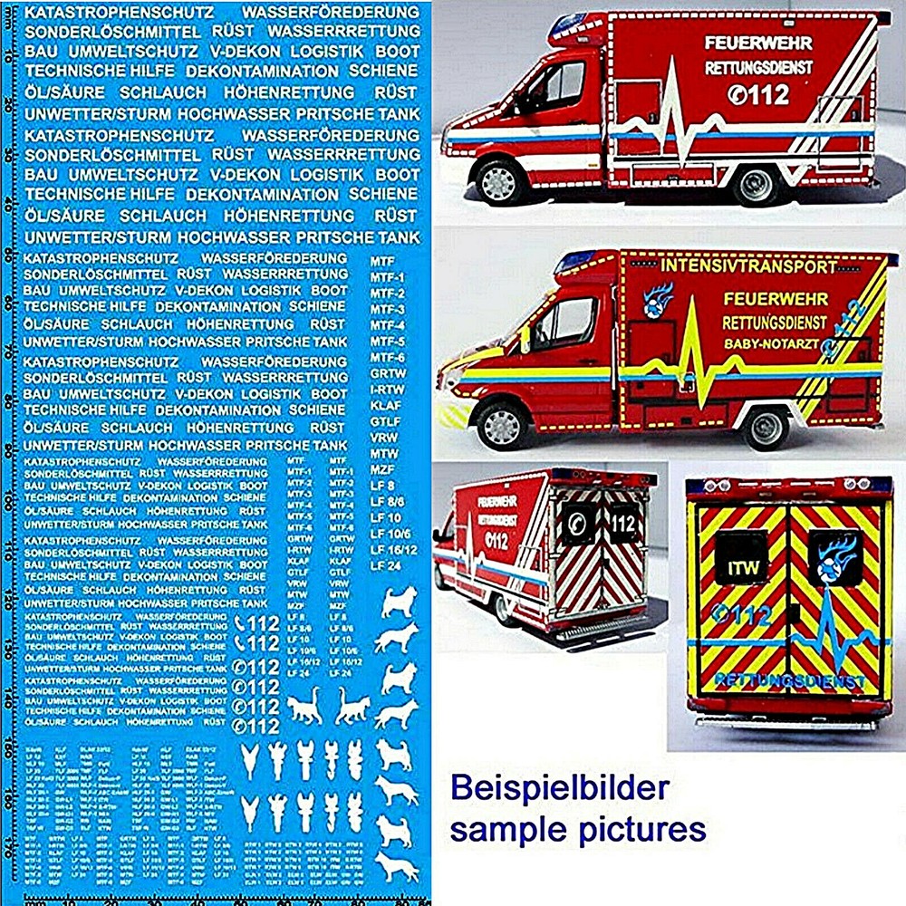 Emergency Services Fire Department White 1:87 Decal