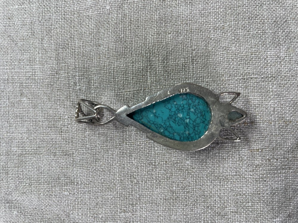 Turquoise Silver Teardrop Pendant