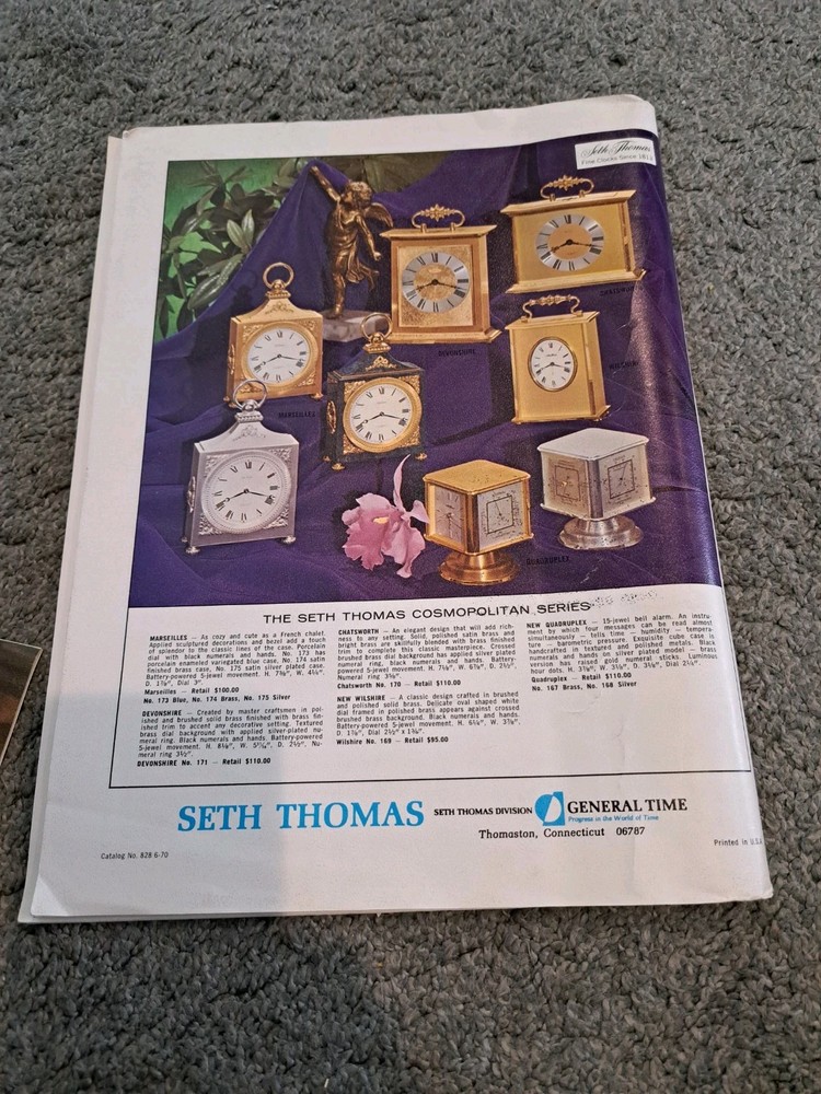 Vintage 1970 Seth Thomas Clock Catalog