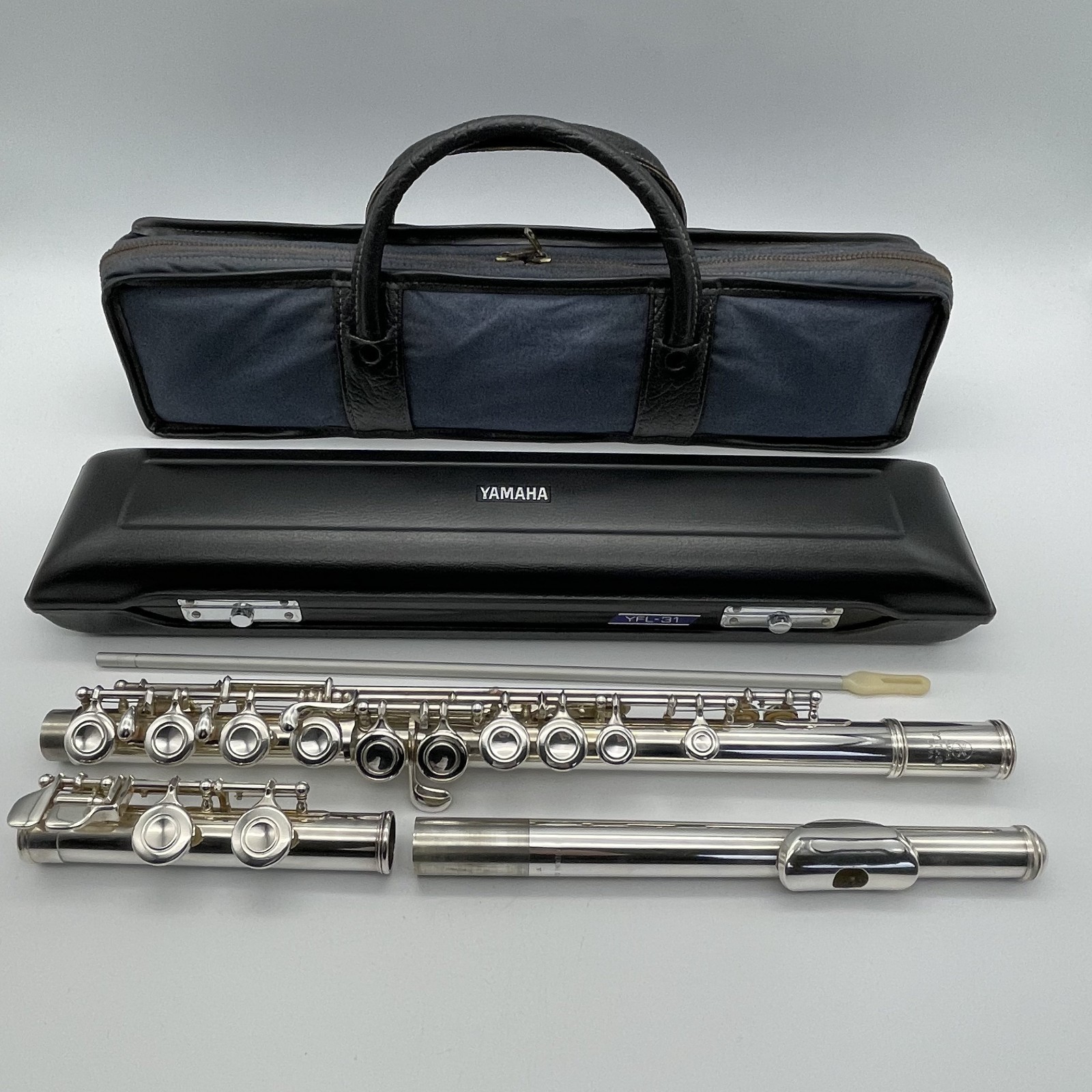 YAMAHA YFL-31 Sterling Silver Flute with Hard Case + Bag Head Tube Flute Japan