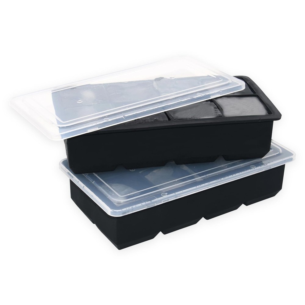 2 Pack Large Ice Cube Tray Silicone Whiskey Ice Molds Easy Release Stackable