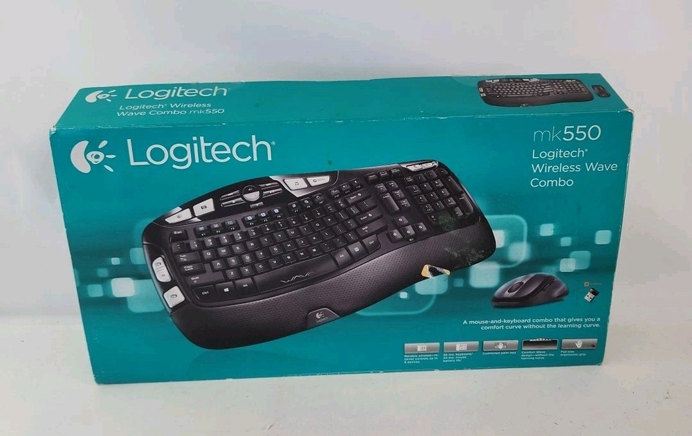 Logitech MK550 Wireless Wave Keyboard Mouse Combo W/ Box.