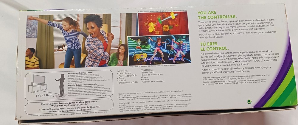 XBOX 360 KINECT SENSOR INCLUDES KINECT ADVENTURES VIDEO GAME OPENED SEE PICS