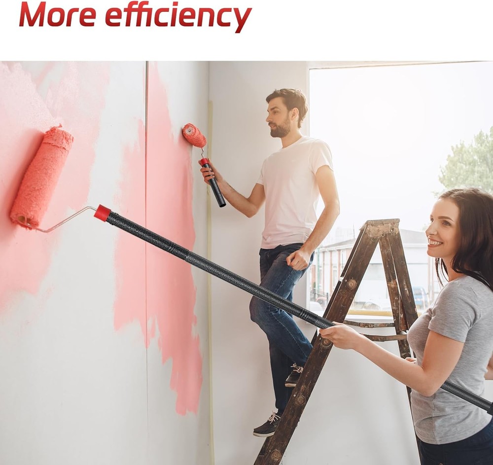 Paint Roller Brush Kit, 6 FT Paint Roller Extension Poles Multi-Function