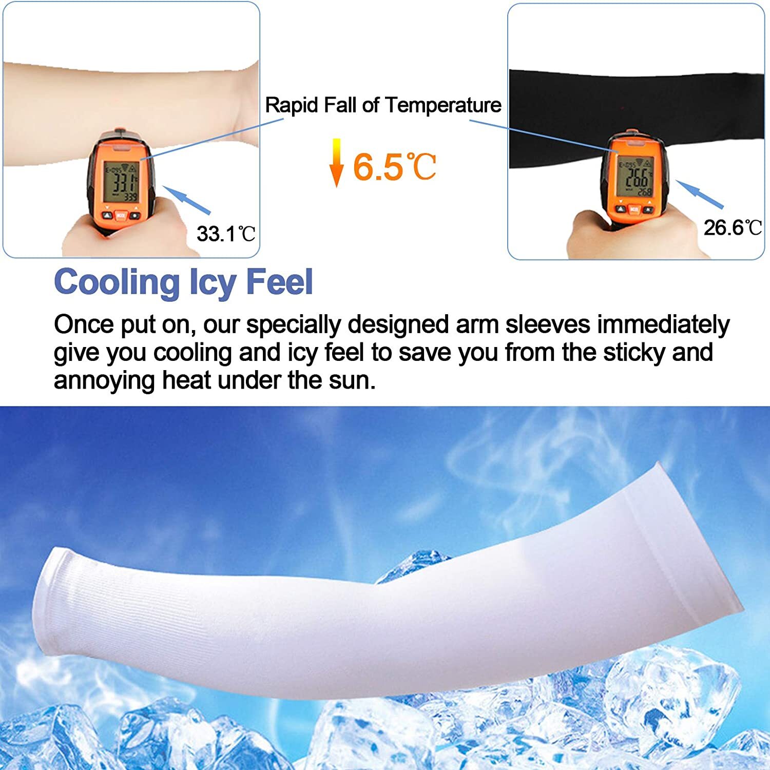 Cooling Sleeves Sun UV Protection Arm Sleeves Arm Cover Sleeve for Men Women US