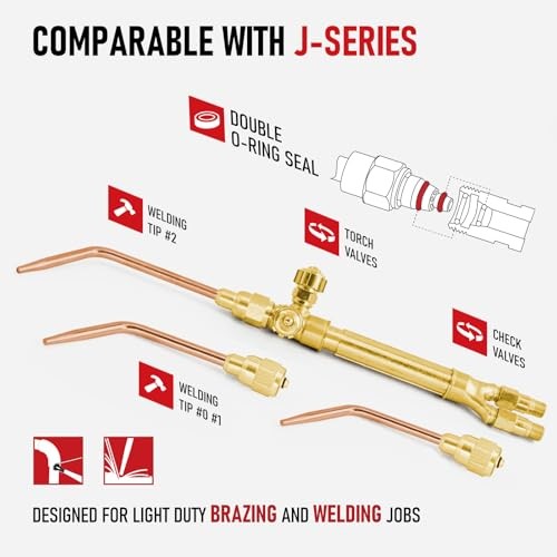 Ligth Duty Welding/Brazing Torch Kit, Handle Compatible with V-Series "J" +3