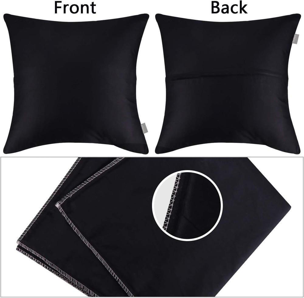 4-Pack 100% Cotton Comfortable Solid Decorative 22x22 inch/ 55x55cm, Black