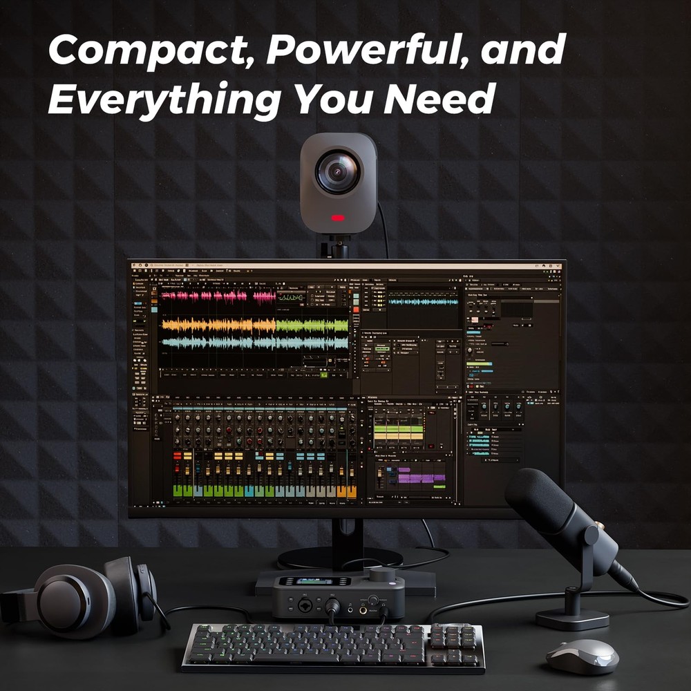 Audio Interface with Pro Preamp, Dual XLR/6.35mm Inputs, 48V Phantom, Dual