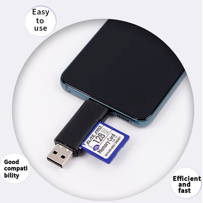 Mini SD TF Card 4-in-1 Multifunction USB Type-C Card Reader Compatible USB 2.0