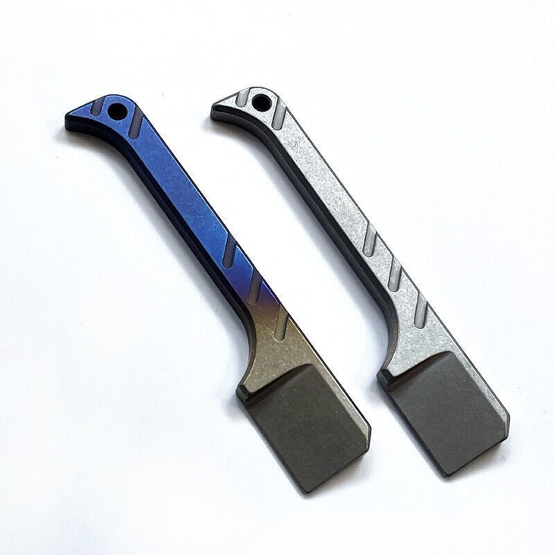 Solid Titanium Pry Bar Crowbar Outdoor Travel EDC Multi Tool Unpack Box Keychain