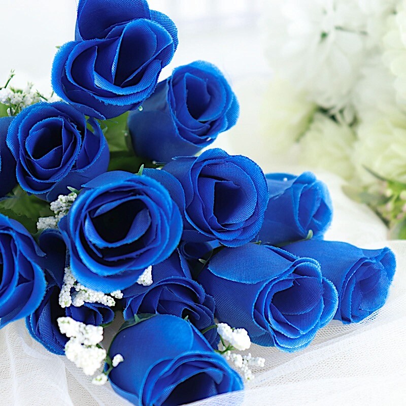 84 Royal Blue SILK ROSE BUDS Wedding Party Flowers Bouquets Decorations on SALE