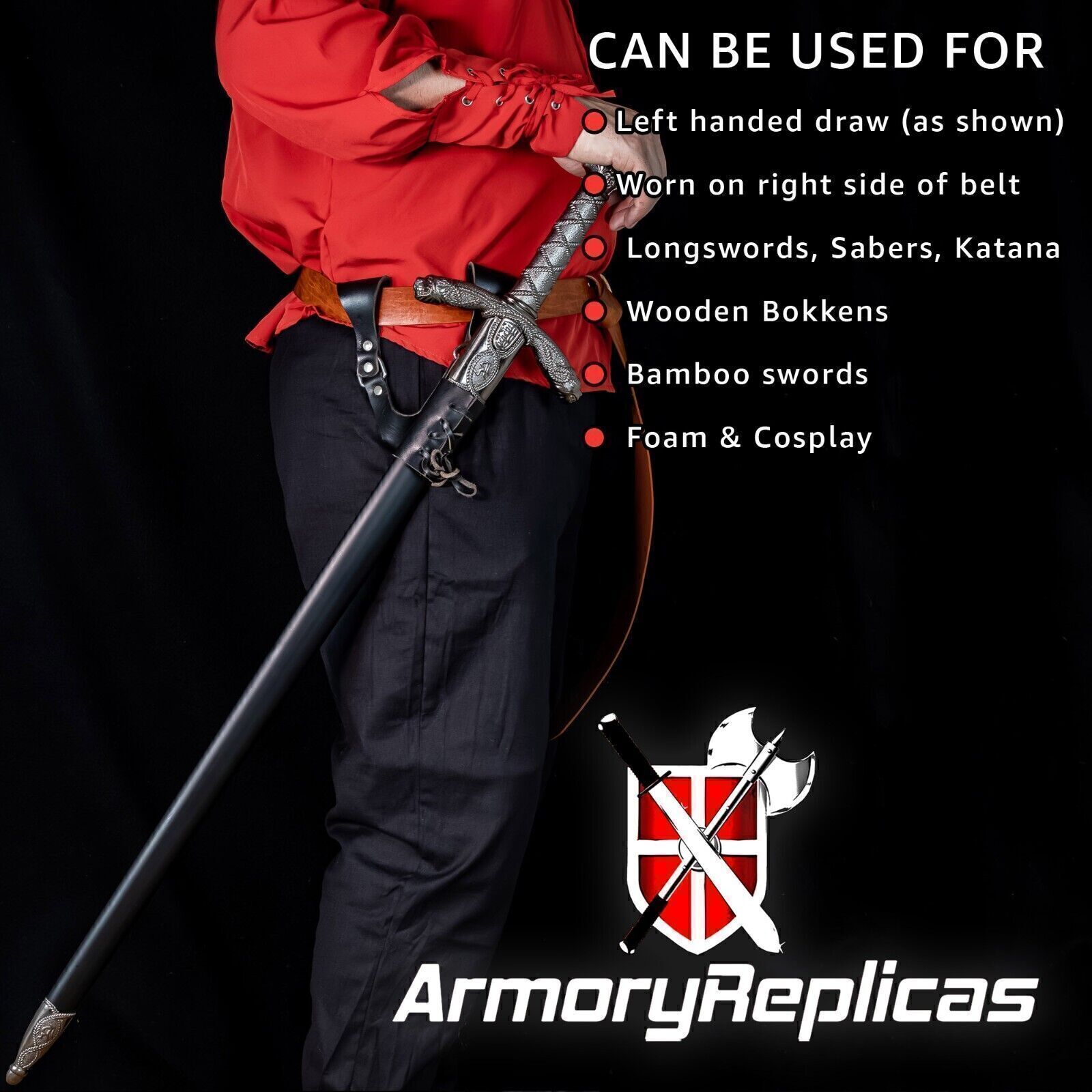 Medieval Adjustable Functional Genuine Bovine Leather Sword Frog | 8 Colors