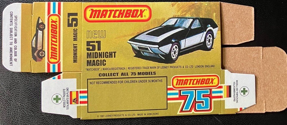 Matchbox Superfast #51 Midnight Magic ‘77-‘82 Type L Repro Box
