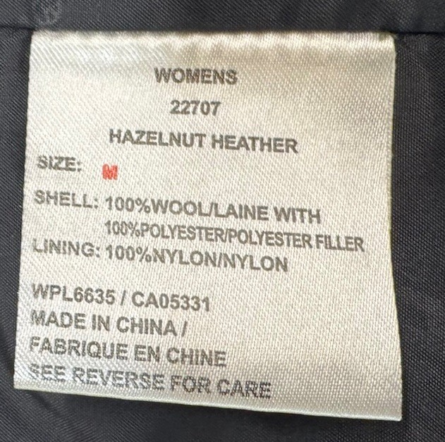Woolrich Women’s Sz M Ruby Hazelnut Heather Wool Jacket Full Zip Coat Lined