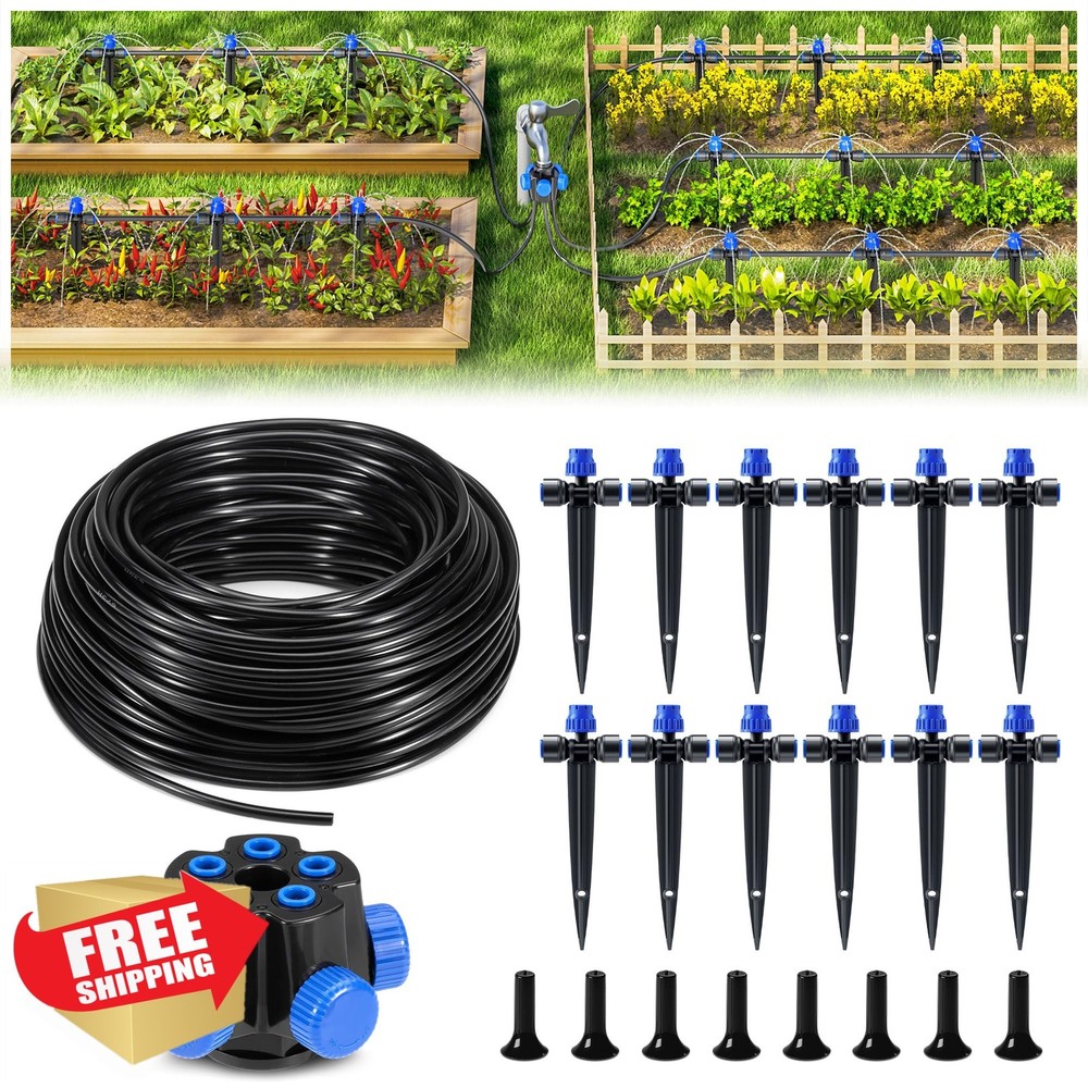 HIRALIY 50FT Drip Irrigation Kit Automatic Watering System Raised Bed