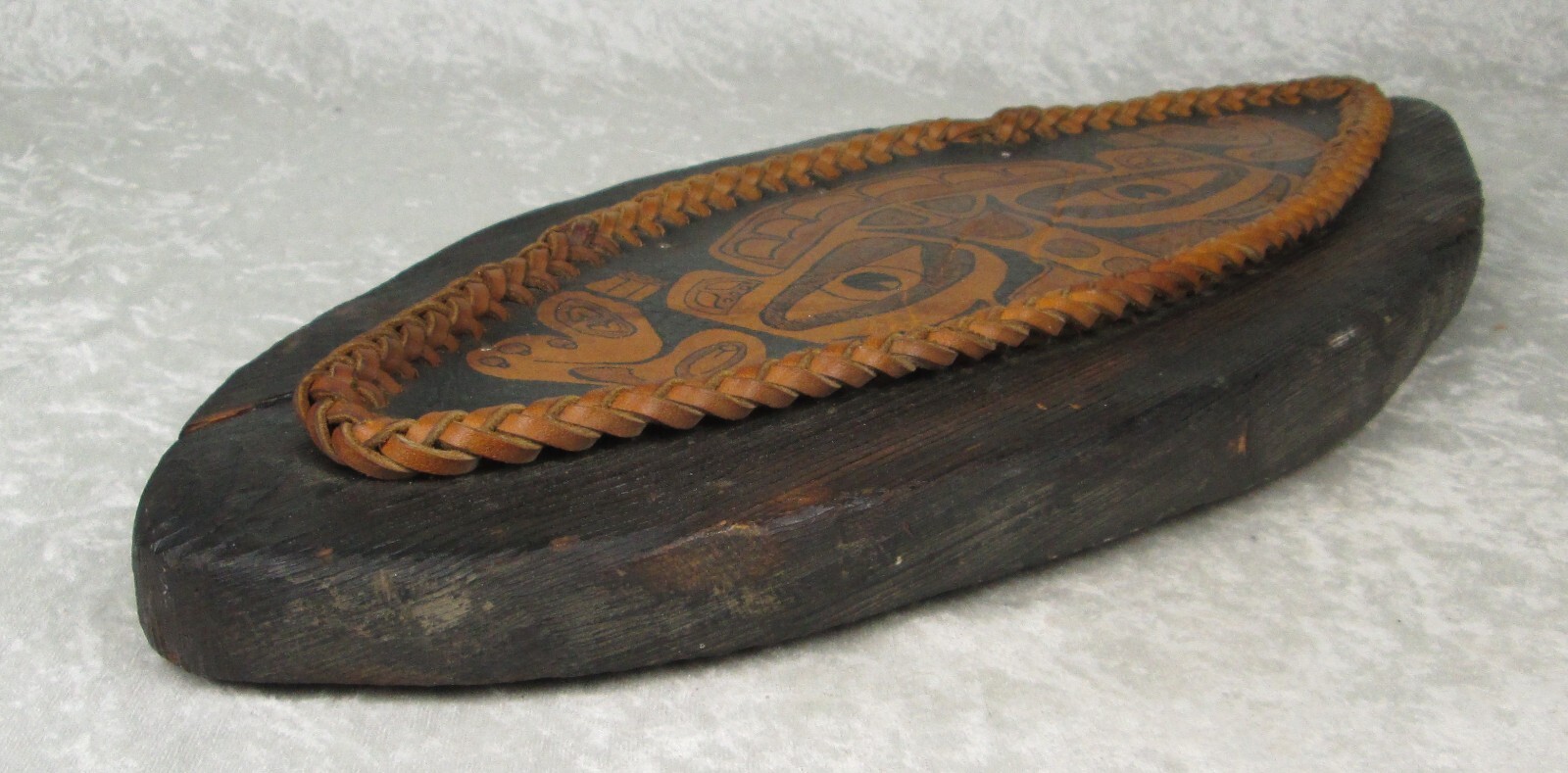 Tlingit Haida Sea Monster Painted Leather on Board 19 inch Long 8-1/2 Tall