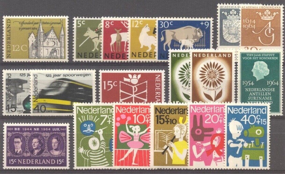 Netherlands, 1964 year set, 19v , MNH