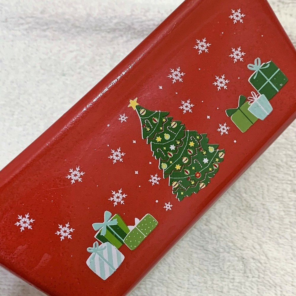 Nantucket Stoneware Ceramic Baking Dish Christmas Tree Red Loaf Pan Bread Vtg