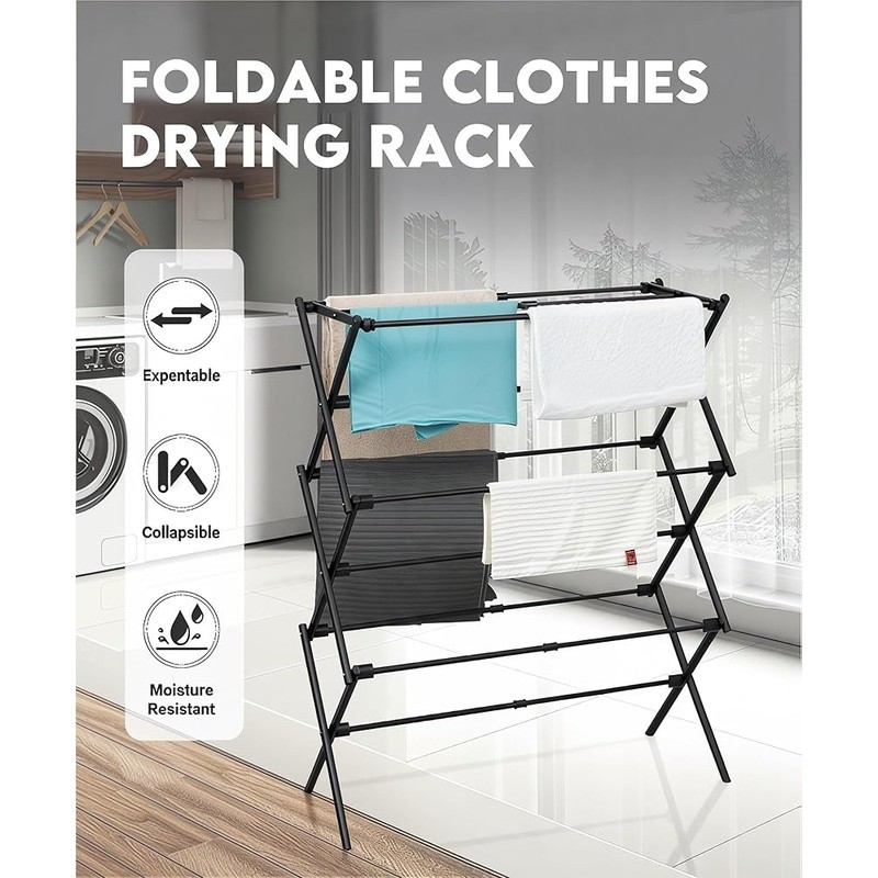 Durable Foldable Clothes Drying Rack Compact Indoor Outdoor Laundry Solution New