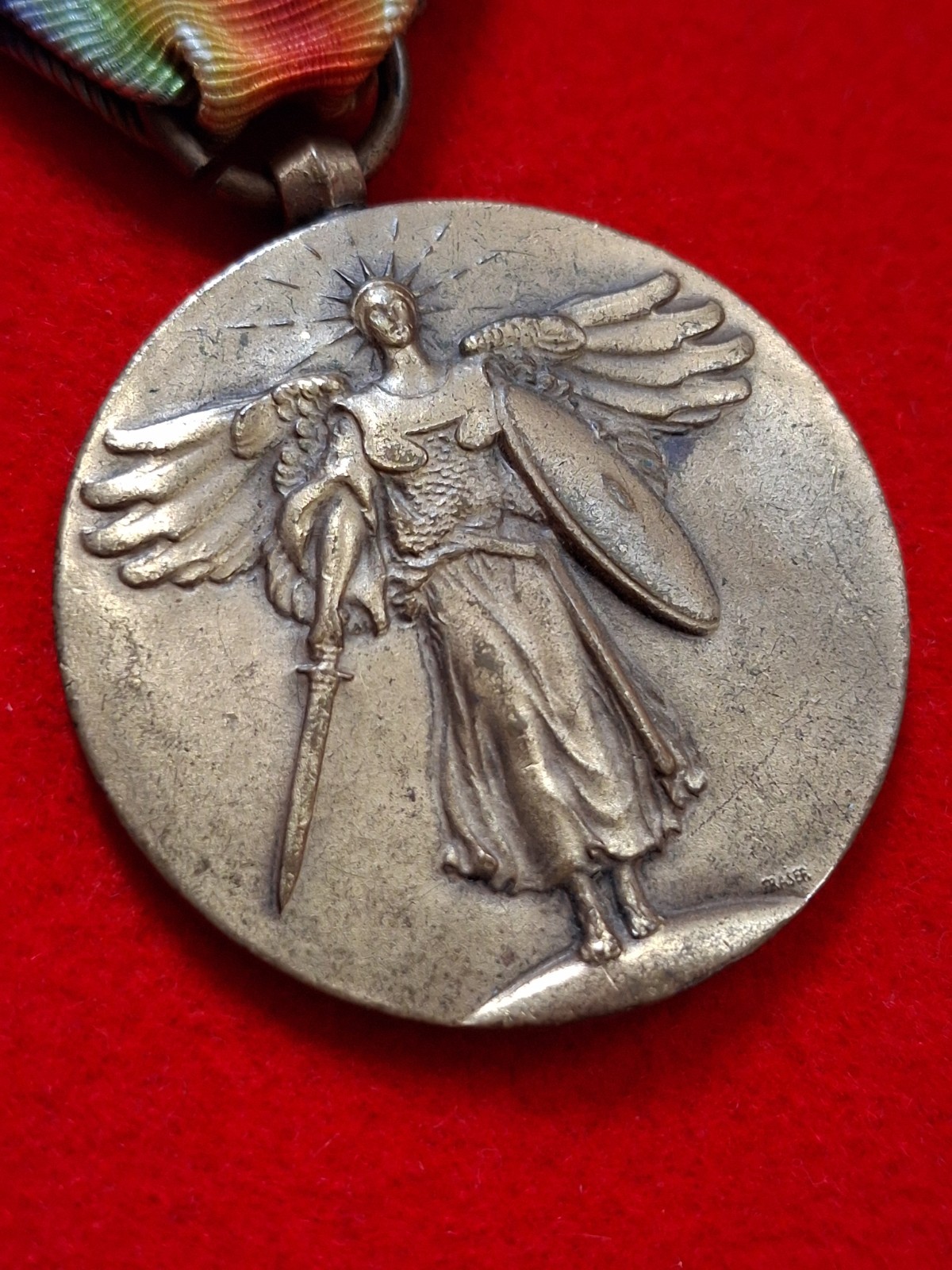 Original WW1 US Victory Medal 3 Clasps St. Mihiel Meuse-Argonne WWI Army 1918