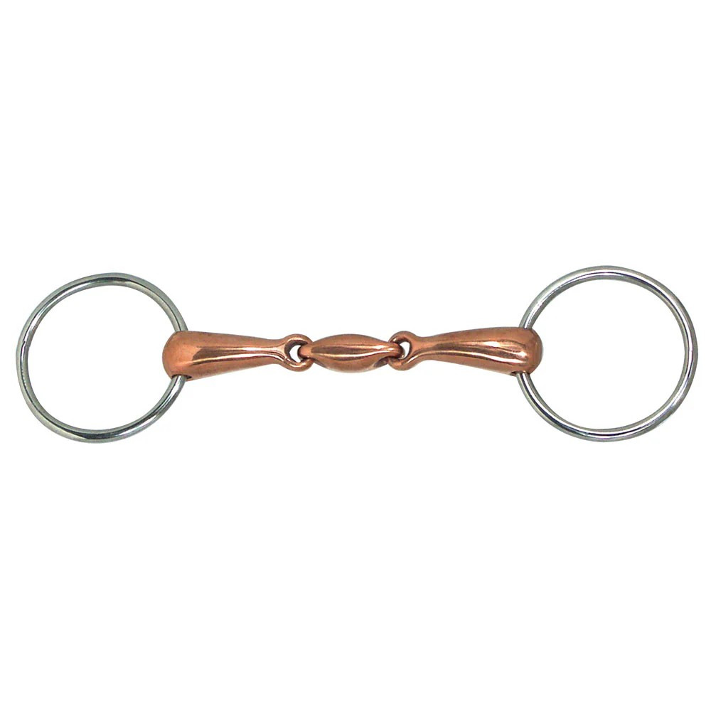 Copper Mouth Loose Ring Snaffle 3 Piece Bean Mouth 5.5" Snaffle Bit