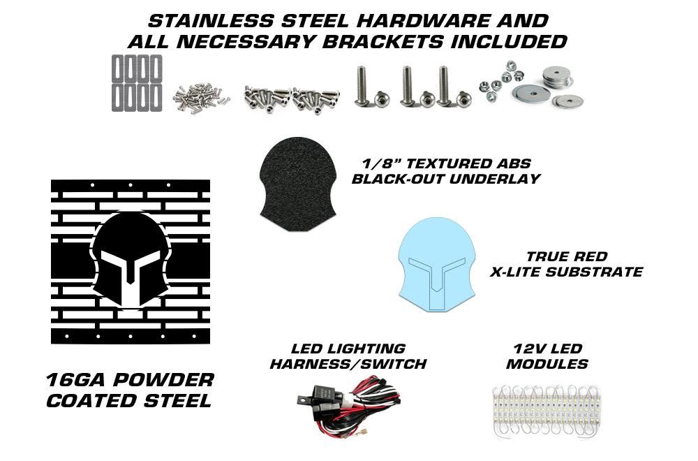Custom Steel Aftermarket Grille "X" LED X-LITE fits CanAm Maverick X3 RED Grill
