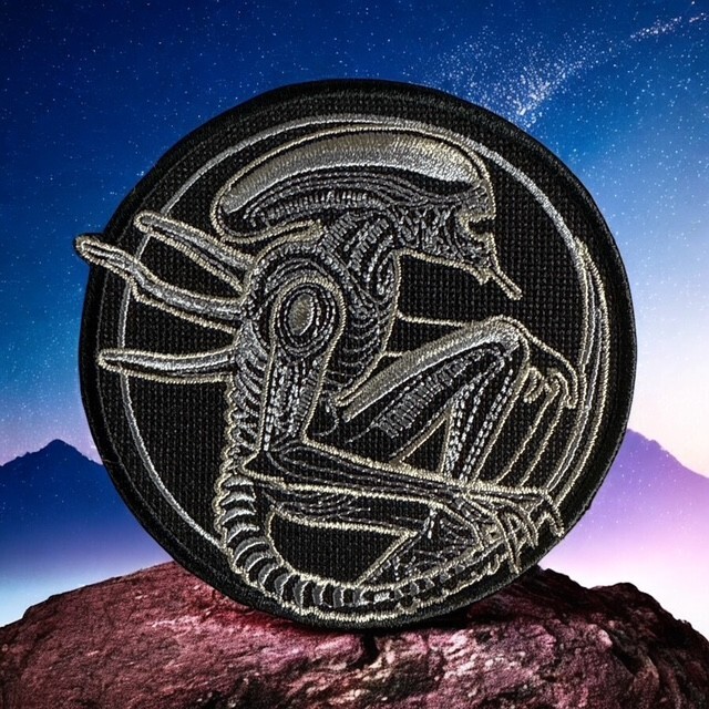 Alien Xenomorph Embroidery Patch 4.00" X 3.97"