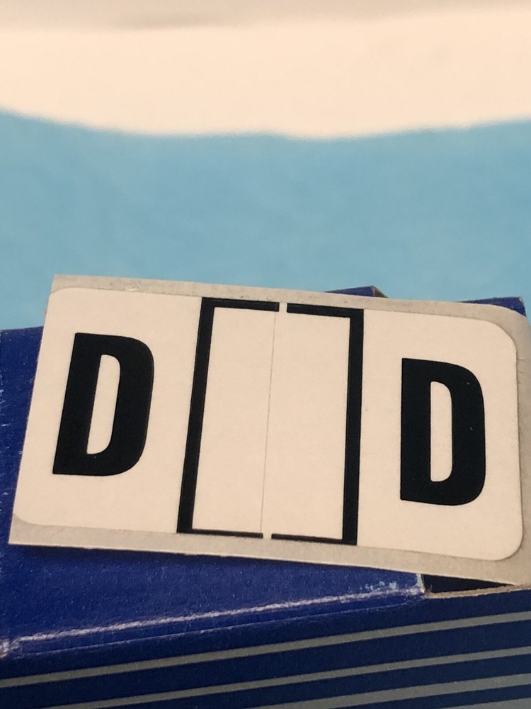 LETTER D Code file folder labels in box -500 labels per box