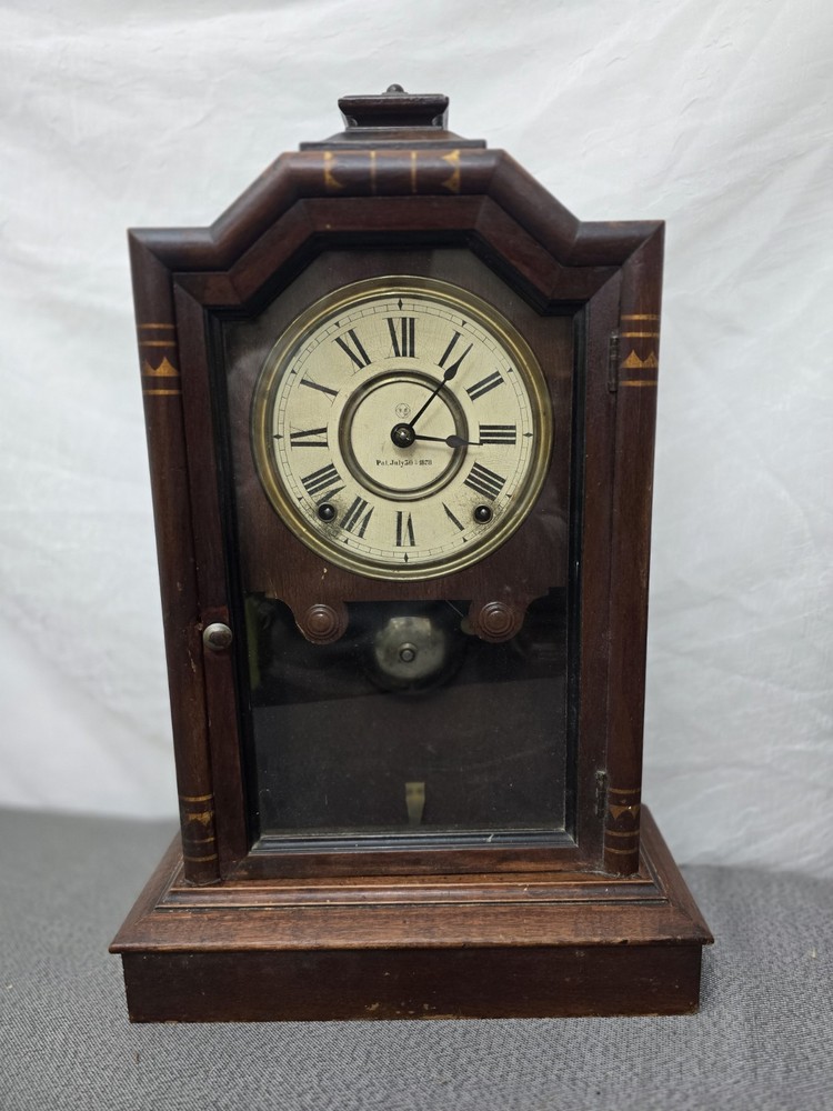 Antique 1870s Regulator Wall Clock – Runs, Bell Strike, 13x20, Missing Pendulum
