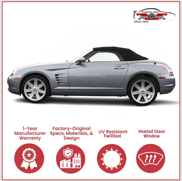 Convertible Soft Top 2004-2008 Chrysler Crossfire, DOT Heated Glass Window Black