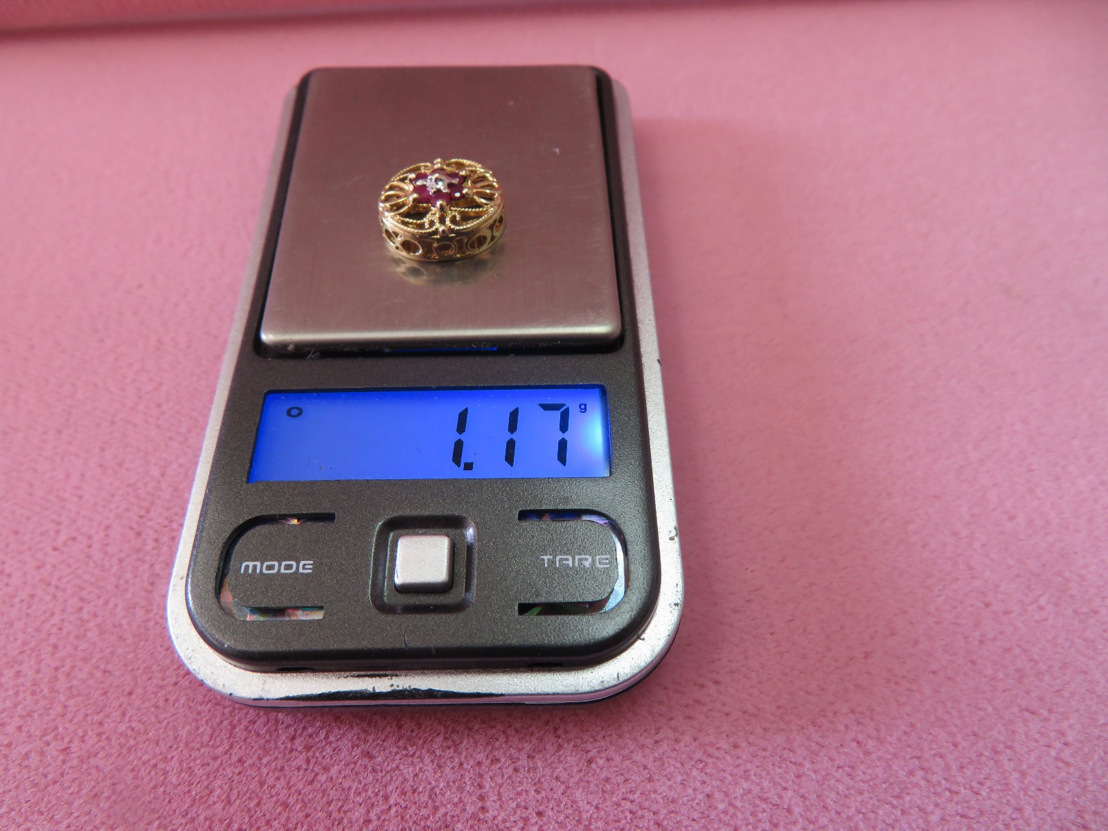 OMG 10K Solid Two Tone Gold Ruby Slide Charm for Bracelet