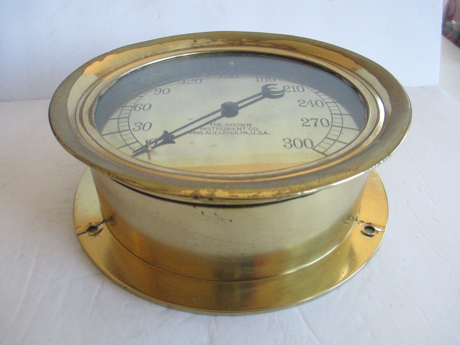 Vintage Brown Instrument Co. Gauge Steam Brass Ship Steam Train Philadelphia PA