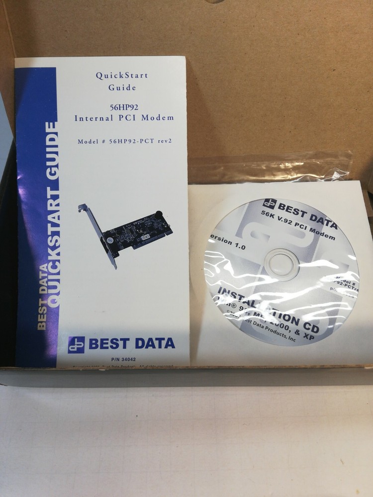 BEST DATA 56K WINDOWS INTERNAL PCI MODEM, V.92/V.44, w/CD