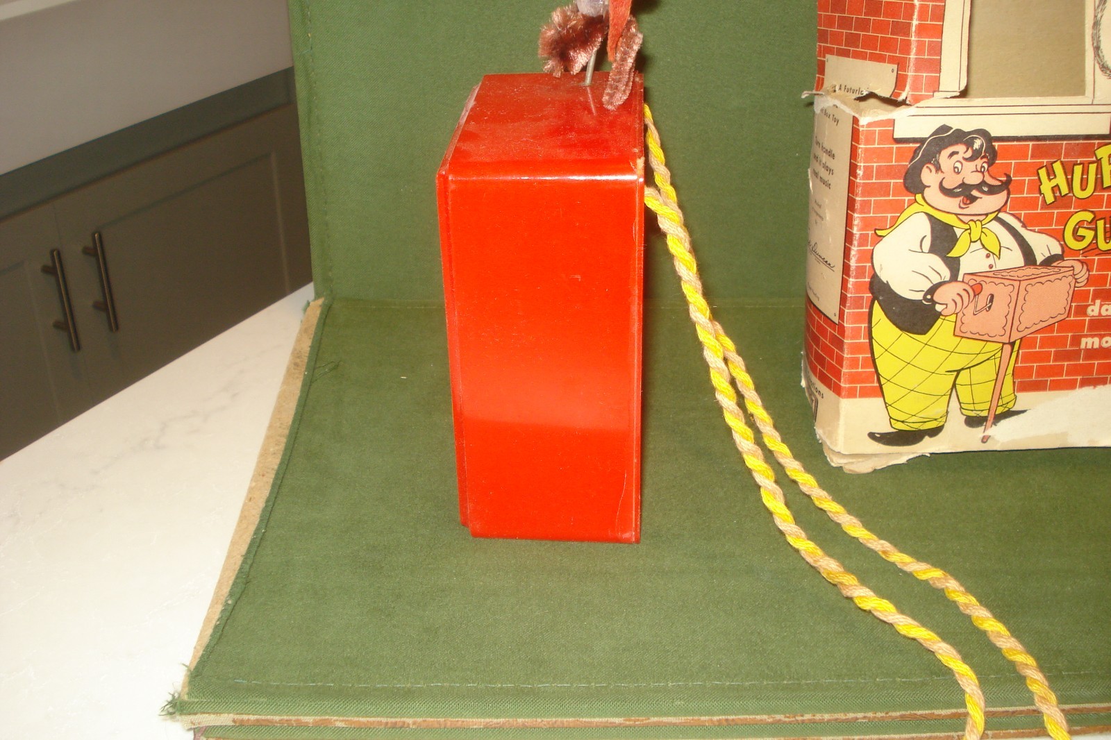 Vintage 1950's Hurdy Gurdy w/ Dancing Monkey Music Box Toy & Box Mattel, WORKS