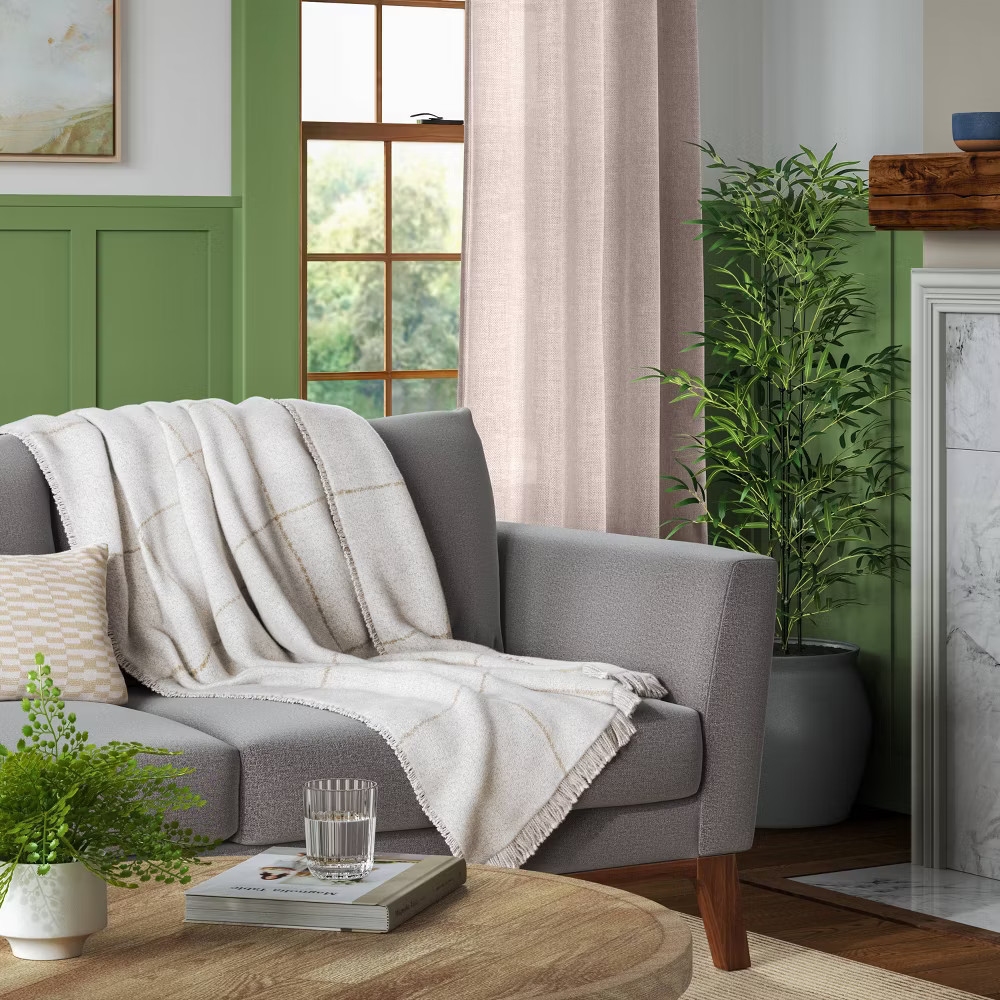 Windowpane Boucle Throw Blanket Cream/Neutral - Threshold