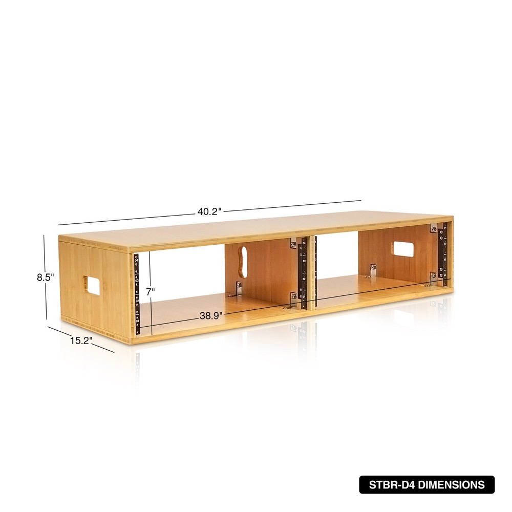 Sound Town DIY 2 x 4U Studio Rack, Solid Carbonized Bamboo (STBR-D4)